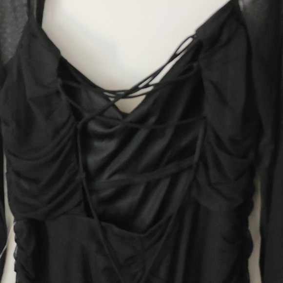 City Studio Trendy Plus Size Emma Ruched Lace-Up Black Dress 18W - Picture 8 of 11